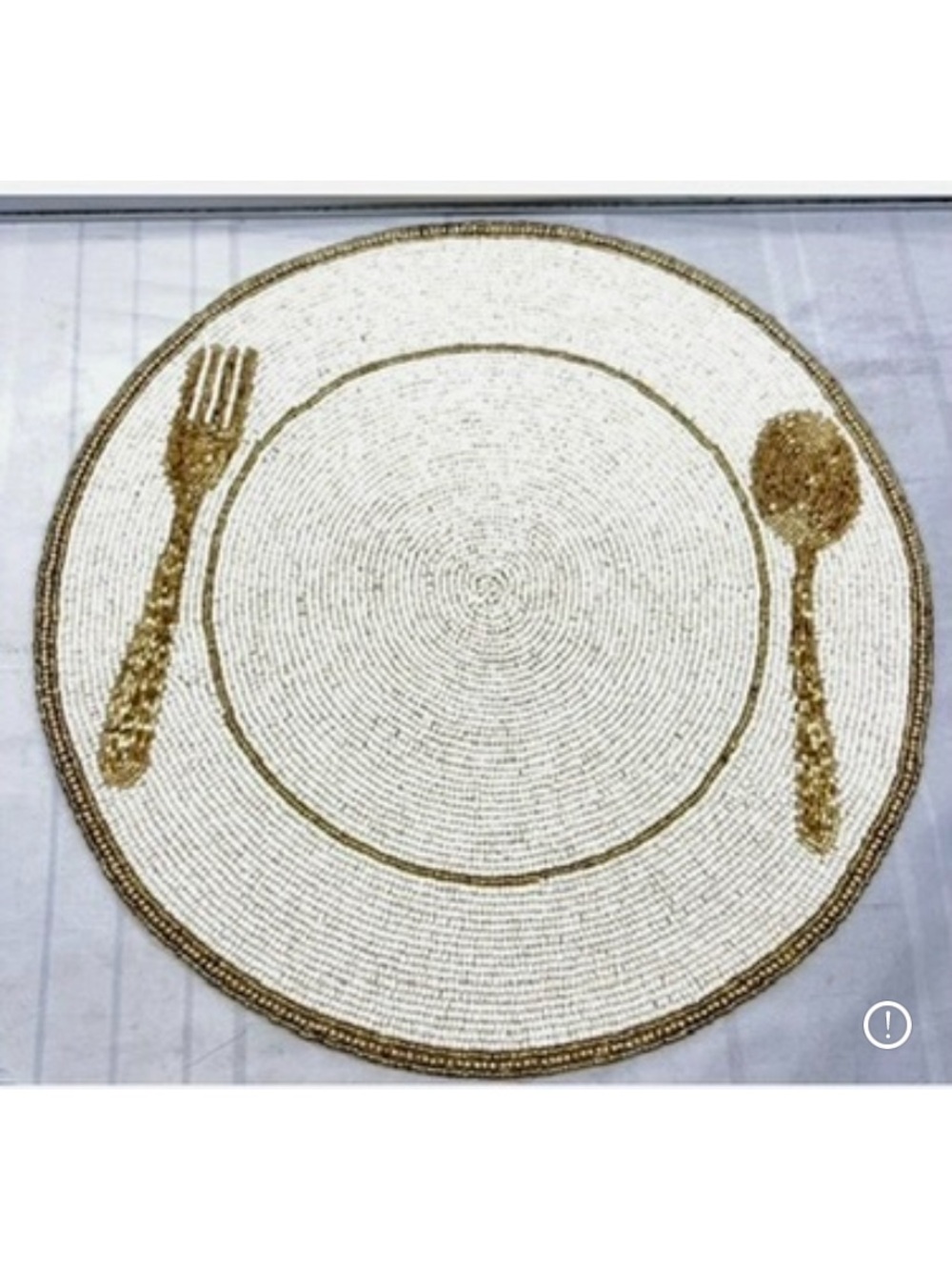 ISO Gold & White Beaded Placemat - Decorative Dining Accent